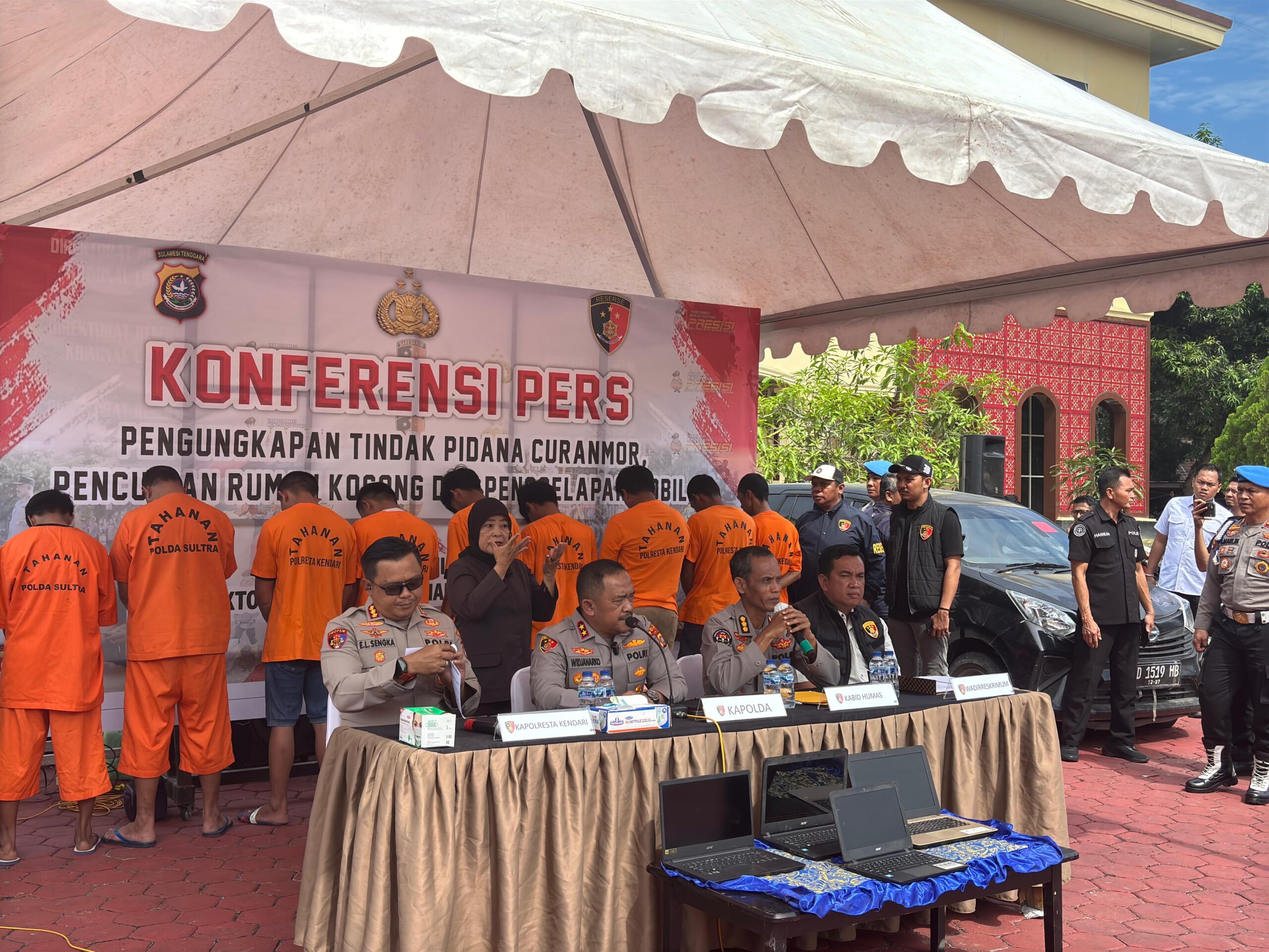 Polda Sultra Ungkap Kasus Curanmor, Pencurian Rumah Kosong, dan Penggelapan Mobil